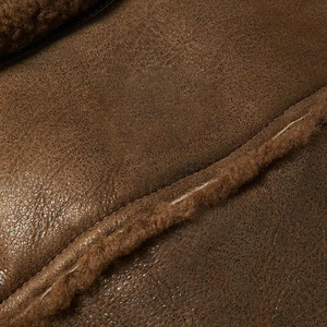 Stitchmode Custom Men's Real Brown Sheepskin Shearling Leather Jacket Estilo único Collar Punk Leather Jacket - Product Image 4