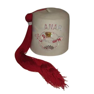 Cappellino massonico con nome personalizzato con Logo strass berretto a fila ricamato a mano in cotone 100% di lana massonico cappelli a secchiello dal Pakistan