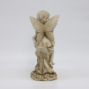 Statua da Giardino MGO con Mangiatoia per Uccelli a Forma di Foglia, Figurina d'Angelo in Resina Scolpita per Decorazione Esterna di Patio e Prato - Product Image 5