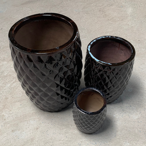 Pot de jardin élégant en céramique foncée de style américain durable meubles d'extérieur pot de fleur en argile en gros pour la décoration de la maison - Product Image 3