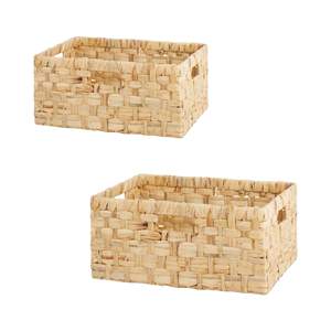 ตะกร้าสานสำหรับช้อปปิ้งชั้นนำ: ตะกร้าใส่ของผักตบชวาสานด้วยมือมีที่จับ3อันเหมาะสำหรับงานซักรีดและจัดระเบียบ - Product Image 1