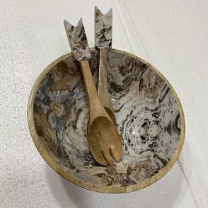 Tazón de Ensalada de Madera de la Mejor Calidad con Diseño de Esmalte, Tazón de Ensalada de Resina con Diseño Personalizado, Tazón Hecho a Mano de Moda, Tazón para Servir Alimentos - Product Image 4