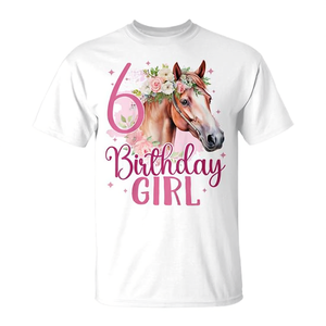T-shirt pour fille de 6 ans avec motif cheval, cadeau d'anniversaire pour filles de 6 ans - Product Image 2