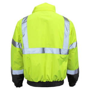 High Quality Winter Security <b>Men's</b> Canvas Stand Collar Quilted Hooded Breathable Reflective Safety <b>Jacket</b> with Front Logo - Product Image 2