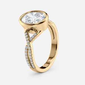 Anillo de banda trenzada sorpresa de diamante de corte ovalado de 1.22CT cultivado en laboratorio de lujo, anillo de promesa de compromiso fino de oro amarillo de 14K para regalo de novia - Product Image 5