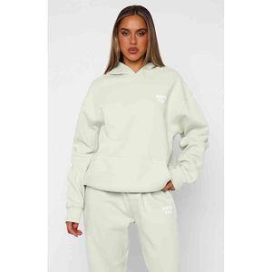 Conjunto Deportivo de 2 Piezas para Mujer, Sudadera Extra Grande con Capucha, Estilo Informal - Product Image 1