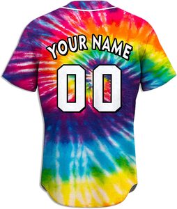 Camiseta de Béisbol con Botones y Estampado Tie Dye, Camiseta Deportiva Sublimada de Manga Corta para Béisbol y Sóftbol, Uniforme de Equipo - Product Image 2