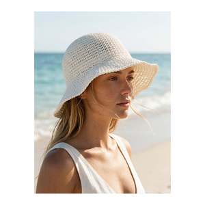 หมวกฟางถักมือนำเข้าสีขาว Hsr2083 - สีขาว - Product Image 4