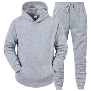 High Quality Customized Men's <b>Tech</b> Fleece Zip Tracksuits Printed Logo Winter Jogging Suit - Product Image 1
