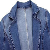 Veste en jean bleu longue 100% coton pour femme avec vestes et manteau en jean pour femme de style vintage
