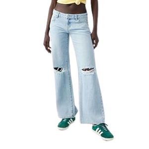 Pantalones vaqueros desgastados cortados con cintura de pierna recta ancha personalizados para mujer más vendidos, pantalones vaqueros ahuecados de corte antiguo Vintage - Product Image 6