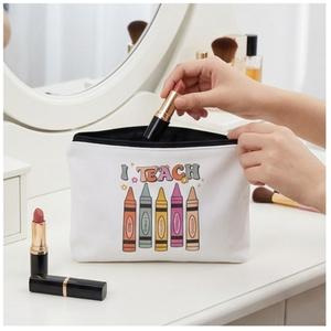 Bolsa de Cosméticos con Cierre para Maquillaje, Estuche de Papelería con Diseño de Crayones, Neceser para Regalo y Uso Escolar 22x13.5cm - Product Image 3