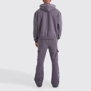 Survêtement d'hiver tendance à capuche en molleton polyester/coton délavé à l'acide, coupe évasée superposée, qualité supérieure, directement de l'usine - Product Image 2