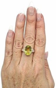 แหวนเงินแท้ 925 ทำมือ Mehrajudin Gems สไตล์วินเทจ แหวนค็อกเทลประดับพลอยเลมอนควอตซ์สีเหลืองทรงรีธรรมชาติ แหวนพลอยคุณภาพดี - Product Image 3