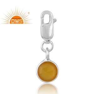 จี้พลอยคาลซิโดนีสีเหลืองธรรมชาติสีเงินสเตอร์ลิง925ผลิตได้ตามต้องการ - Product Image 1