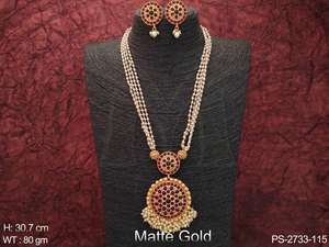 Bijoux indiens en or mat et poli, ensemble de pendentifs de fête, beaux bijoux de mode - Product Image 2