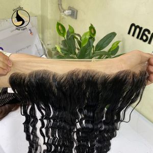 Top Human Hair Vendors Virgin Cuticle Aligned Hair Wavy Swiss HD Lace Frontal With 3 Bundles - Product Image 3