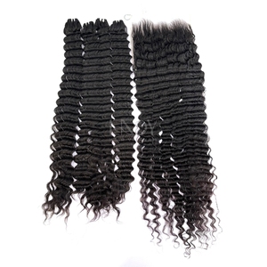 Extensions de cheveux humains vietnamiens de bonne qualité, couleur noire, ondulés profonds, mèches de cheveux vierges, 100% cheveux humains réels - Product Image 1