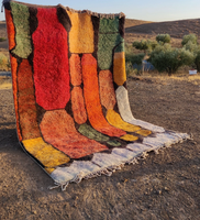 Tapis marocain Beni Mrirt coloré fait main en laine véritable, tapis amazigh personnalisé, tapis de luxe