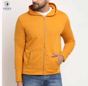 เสื้อฮู้ดซิปผู้ชาย INDEX APPAREL สีพื้น ผ้าถักลำลอง 100% ผ้าฝ้าย ใส่ได้ในฤดูใบไม้ร่วง ทรงปกติ - Product Image 1