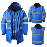Veste de travail haute visibilité chaude pour hommes, avec fermeture éclair et poches, idéale pour les travaux routiers