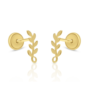 Boucles d'oreilles en or massif 9 carats (disponibles en 10 carats, 14 carats, 18 carats) pour femmes, enfants et bébés, avec fermoir à vis, fabriquées en Espagne - Product Image 1
