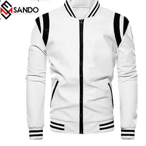 Chaqueta universitaria de color sólido con cremallera para hombre de alta calidad personalizada chaqueta de cuero original de lona informal de invierno con cuello levantado - Product Image 1