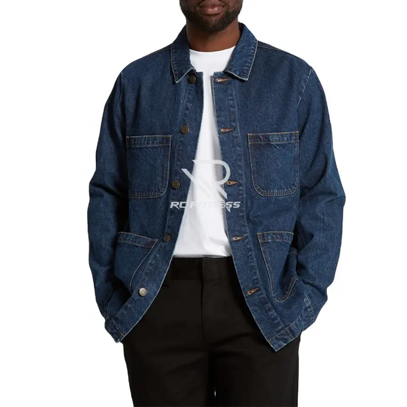 Erkek Denim Chore ceket klasik tulum Jean ceket Vintage tarzı iş ceket programı Denim Chore ceket dayanıklı erkek iş Jack