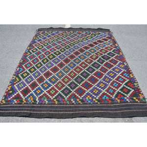 พรมสไตล์ชนเผ่าโบราณสไตล์ตุรกีขนาด6.3x7.9ฟุตขนสัตว์ดีไซน์แบบเย็บปะสีเบจคลาสสิกมียางเหนียวด้านหลังสำหรับใช้ในห้องนั่งเล่น - Product Image 1