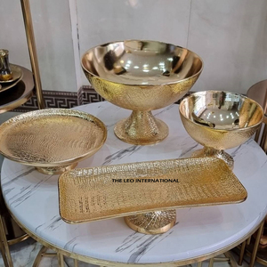 ถ้วยชามสำหรับจัดแสดงเครื่องครัวทำจากไม้โลหะฐานตั้งรูปดอกไม้สีน้ำตาลและสีทองสำหรับอุตสาหกรรม - Product Image 6