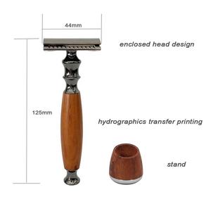 มีดโกนหนวดสีเงินปลอดภัยสำหรับผู้ชายมีดโกนไม้แบบใช้ซ้ำได้ - Product Image 1