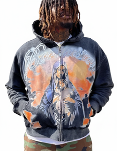 Nueva llegada al mejor precio, sudadera con capucha personalizada con cremallera, logotipo impreso en DTG con diamantes de imitación para hombre, cómoda y adecuada para invierno y otoño - Product Image 6