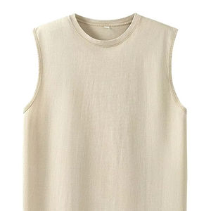 Gilet musculaire solide sous-vêtements en coton col rond vêtements de sport pour la musculation sans manches débardeur Style formel tricoté tissage - Product Image 1