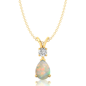 Pendentif solitaire en opale éthiopienne naturelle 5X7 taille poire en or massif 14 carats plaqué rhodium Style mignon diamant taille ronde charme - Product Image 4