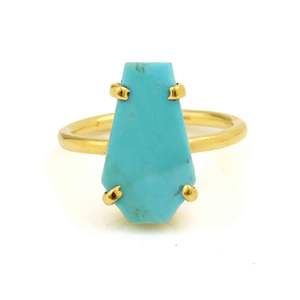 Kingman Arizona Bague fine turquoise pour femme minimaliste 10x17mm en argent sterling de haute qualité avec placage à l'or rose - Product Image 6