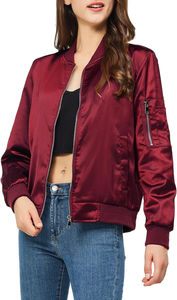 2025 meilleure qualité Satin Bomber veste femmes tenue décontracté fermeture éclair vêtements d'extérieur coupe-vent avec poches - Product Image 4