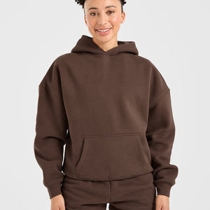 Sudadera con capucha de felpa clásica de gran tamaño para mujer, color marrón chocolate, sudaderas transpirables antiarrugas para mujer, sudadera con cremallera para gimnasio - Product Image 1