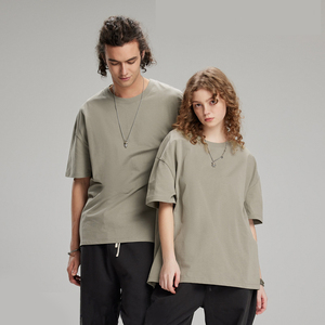 Sérigraphie personnalisée 100% coton unisexe vierge de haute qualité poids lourd surdimensionné Vintage pour hommes T-shirt à épaules tombantes pour hommes - Product Image 2