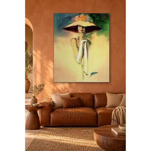 Fida, femme élégante avec un chapeau à large bord et des gants longs, impression sur toile - Product Image 5
