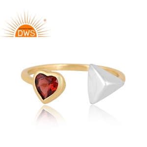 แหวนพลอยโกเมนธรรมชาติชุบทอง18K ปรับได้ราคาดีเครื่องประดับสำหรับผู้หญิง - Product Image 2