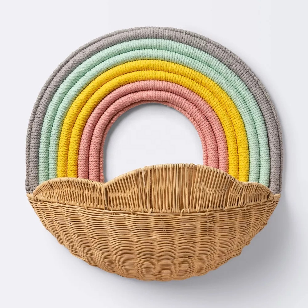 Gewebter Wandbehang-Korb Aus Rattan-Imitat – Aufbewahrung Für Spielzeug, Obst & Deko