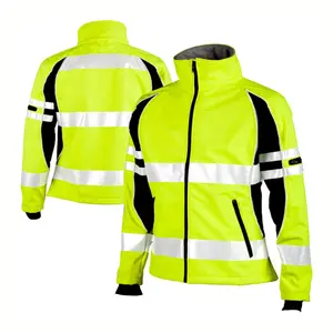 高可见夹克反光Hi-Viz工作服安全男士安全软壳夹克带拉链