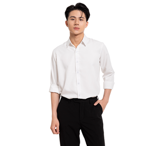 Chemise décontractée pour homme en tissu tissé, imprimée sur mesure, teinte unie, anti-froissement, polyester/coton, ODM, manches longues, détection des aiguilles, multi-positions - Product Image 3