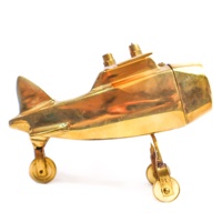 Horloge murale en laiton nautique brillant, modèle d'avion, en plastique, décoration intérieure, jouets pour bébés, cadeau de bureau