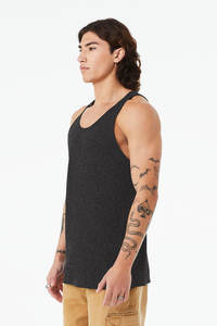 Camiseta sin Mangas para Hombre, Mezcla Triple, Unisex, Camiseta sin Mangas Bella Canvas de Jersey Fino, Color Negro, con Impresión Personalizada - Product Image 2