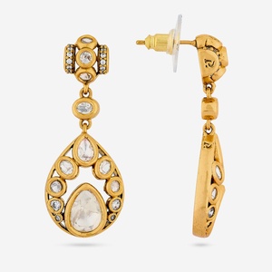 Boucles d'oreilles pendantes Kundan Water Drop 189237, boucles d'oreilles pendantes pour mariage, design élégant pour hommes et femmes - Product Image 4