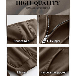 Sweats à capuche vierges pour homme Logo personnalisé impression haute qualité sweats unis basiques coton mélangé polaire épais fermeture éclair hommes sweats à capuche - Product Image 3