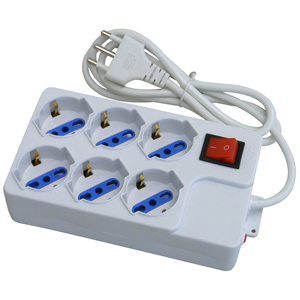 Multiplexer con Interruttore in Blister 6 Posti (3+3) 2p+t 10/16a Schuko - Product Image 1