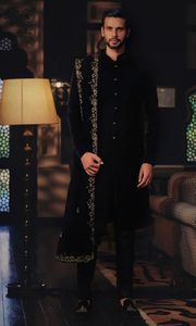 ELEGANT--DESIGN of EMBROIDERY on GROOM SHERWANI,<b>PANT</b> WITH STOLE WITH EMBELLISHED CRYSTAL GLASS BEADS,DABKA WORK for WEDDING=2024 - Product Image 2