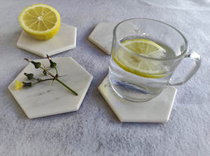 Luxury Marble <b>Coasters</b> with Gold Edges Round <b>Drink</b> <b>Coaster</b> Set Polished Finish Decorative Table Accessories for Gifting - Product Image 3